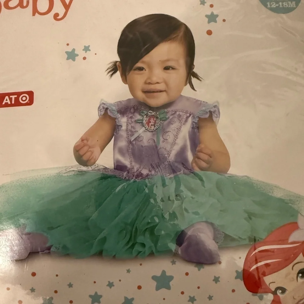 Infant Ariel costume tutu dress with character cameo NIP Ages 12-18 months